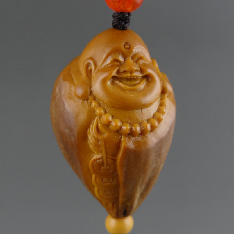 核雕大师周义清《铜钱弥勒》2.1紫皮油核,大师代表作