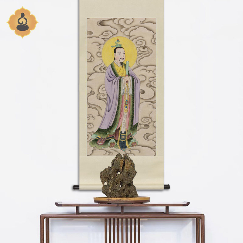 工笔神仙人物国画许天师许天医画像水陆画玄关新中式卷轴画框挂画