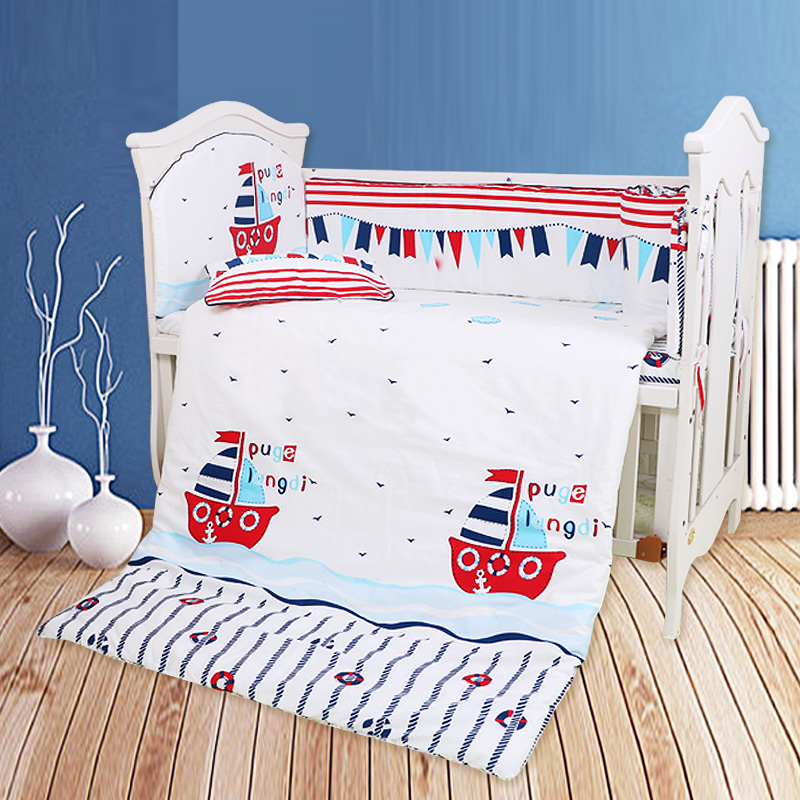 婴儿床围 纯棉可拆洗床上用品套件儿童床围+棉花被子枕头防撞床围