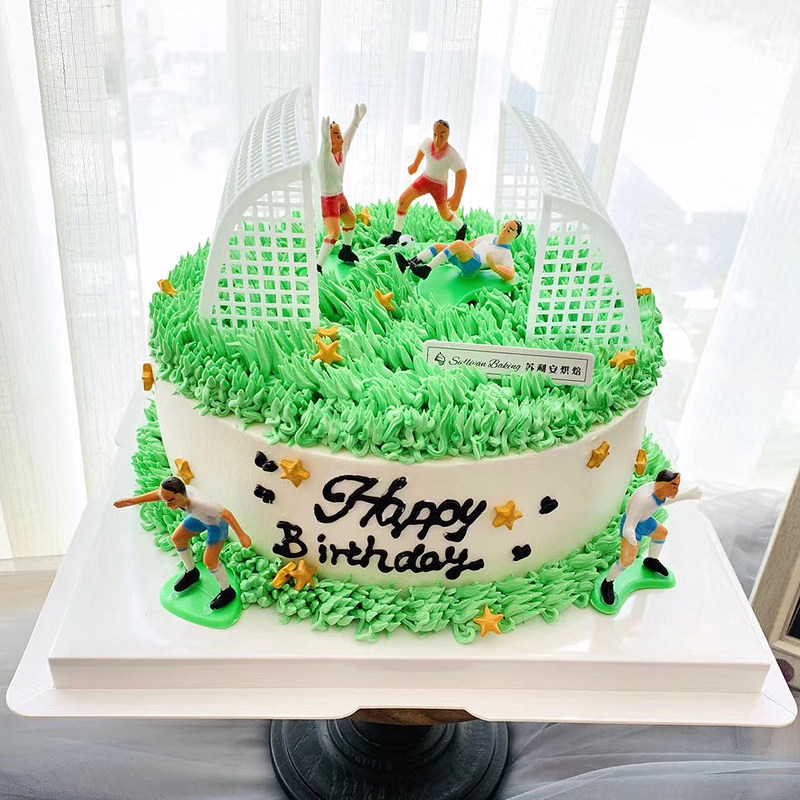 男孩足球主题生日蛋糕装饰摆件插牌创意运动足球小子球门插件烘焙