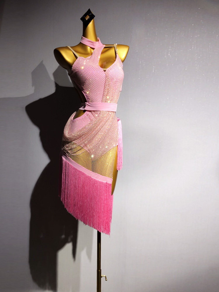 路其尔*高定成人新款拉丁舞比赛服国标舞钻服儿童演出花服l-23