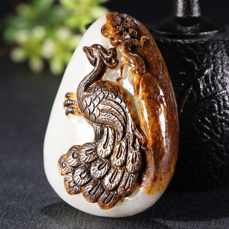 海派玉雕大师崔哲豪作品和田玉白玉凤凰涅盘 95.145g