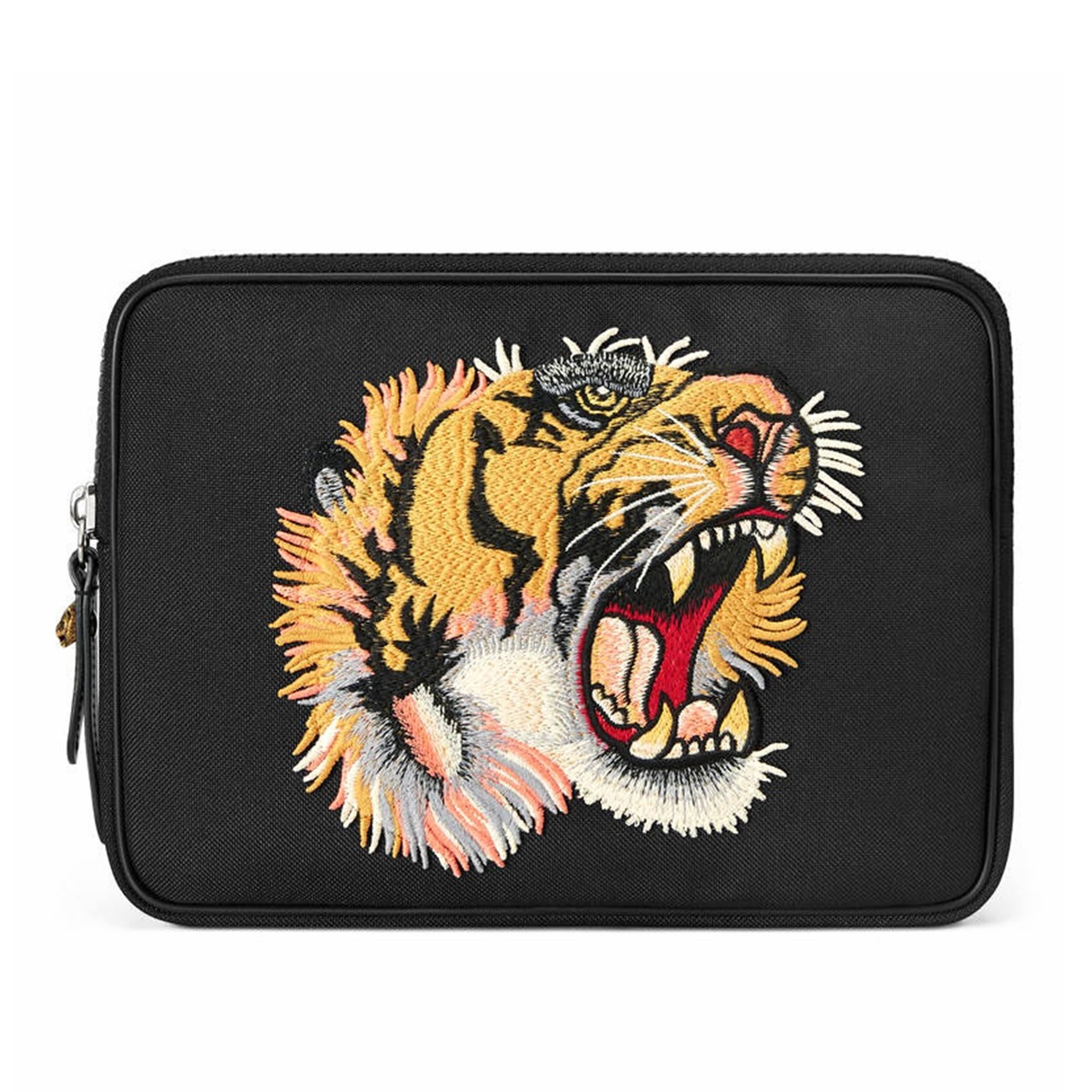 [9.9新]古奇gucci男士17款手包虎头刺绣黑色未使用*