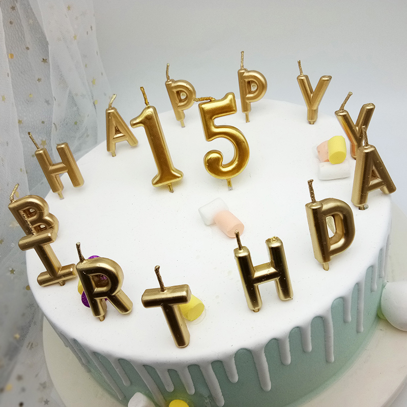 金色数字蜡烛金银色漆蛋糕装饰520婚庆祝寿周岁百天老人生日儿童