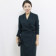 韩国小众独立设计师款 早春新品围裹式v领长袖气质修身铅笔连衣裙