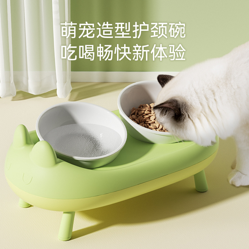 猫碗猫食盆陶瓷不易打翻不锈钢大口径