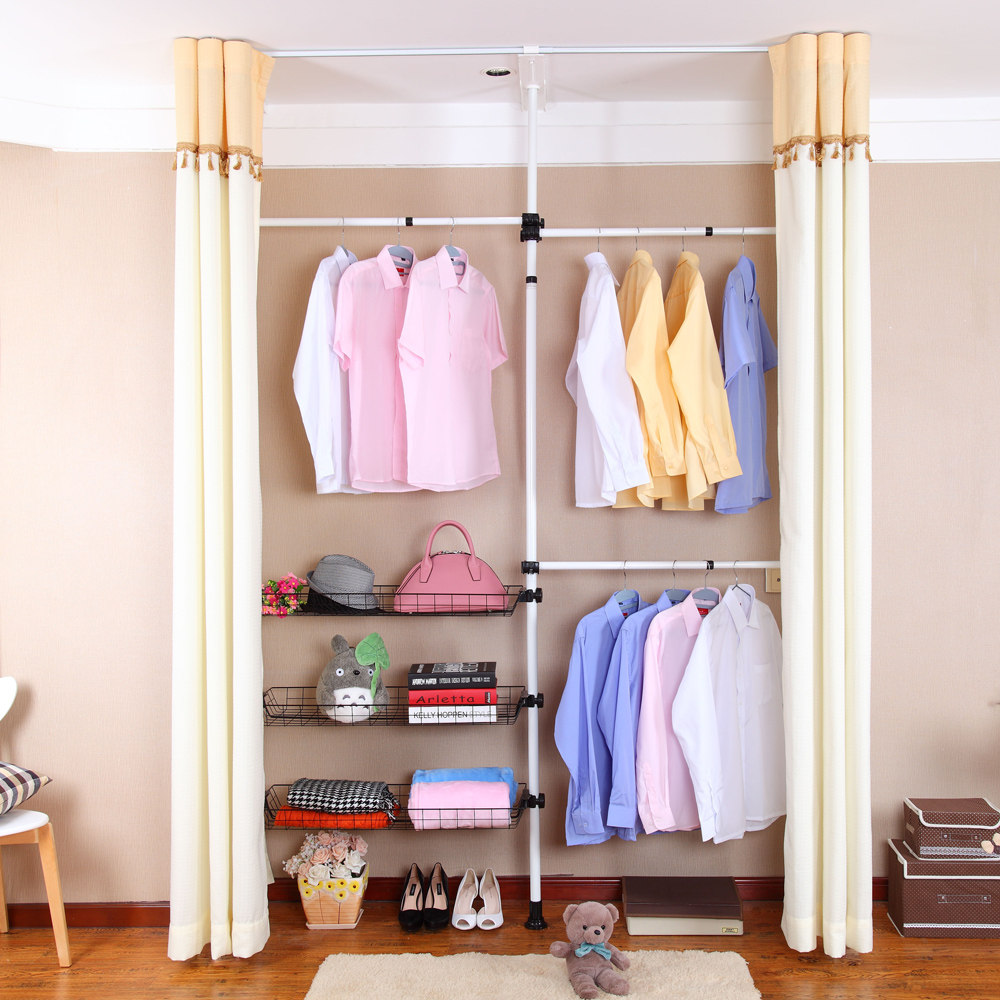 淘空间的优惠券大全—家居空间折叠简易落地式衣架金属架布衣柜收纳柜