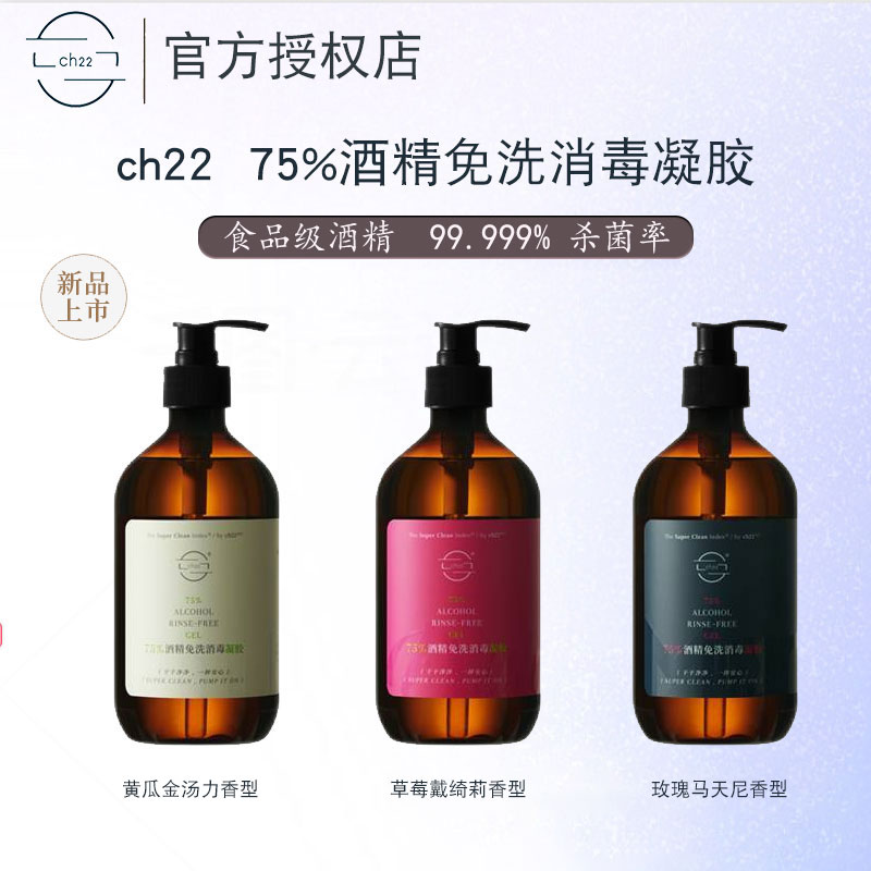 ch22酒精免洗消毒凝胶便携75%杀菌按压免水洗洗手液大瓶500ml