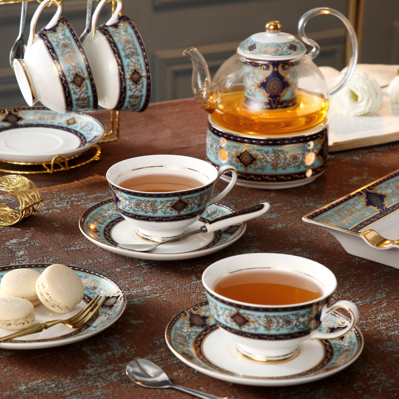 英式下午茶茶具套装高档家用蜡烛加热底座陶瓷欧式水果花茶壶茶杯