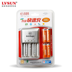 龙威盛智能快速充镍氢充电套装L4A22充电器4颗2200mAh5号7号电池