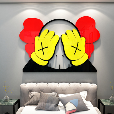 kaws芝麻街卧室装饰房间布置创意床头墙面装饰亚克力3d立体墙贴纸