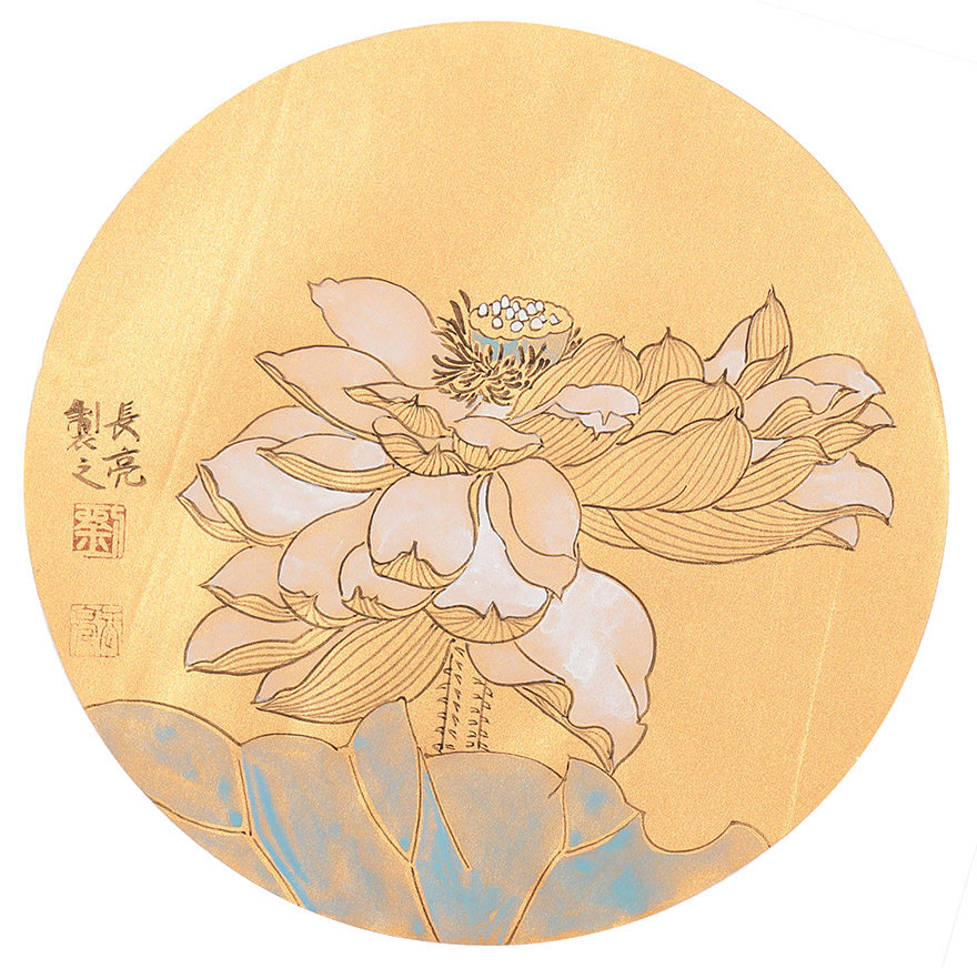 刘长亮《荷花小品四帧》当代工笔花鸟画名家