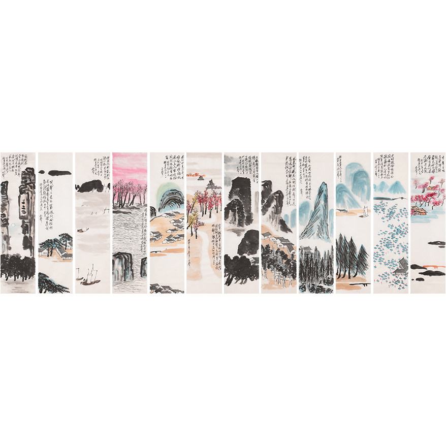 杜金声《临齐白石山水十二条屏》 当代大写意名家