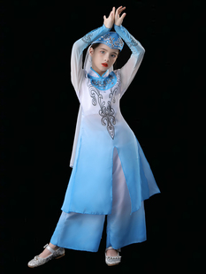 少数民族回族表演服新疆维吾尔族舞蹈服演出服装渐变色服儿童男女