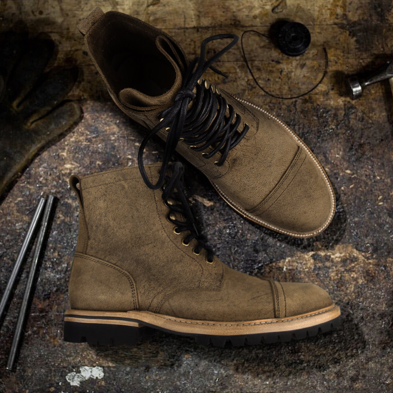 奈瑟马丁靴男工装靴美式复古伞兵靴手工鞋高帮真皮男靴非红翼8111