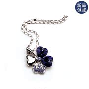 Package mail smiling four-leaf clover pendant necklace collar accessories girls jewelry 351394 female ornaments