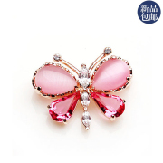 Smile bags email Crystal Butterfly brooch women corsage pins led the Korean version of the coat of arms clothing cat-eye assembly accessories women