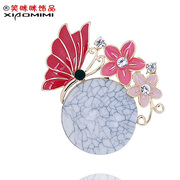 Smiling Korean Crystal rhinestones Butterfly pin women fancy brooch pin clasp Korea jewelry 604802