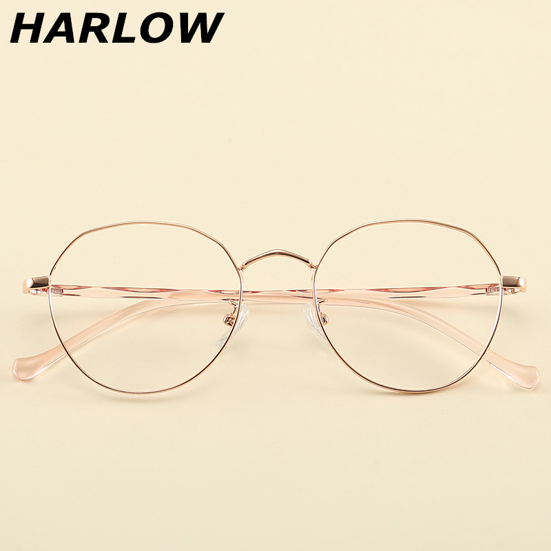 harlow旗舰店的优惠券大全—多边形玫瑰金眼镜框女可配近视眼睛框镜架