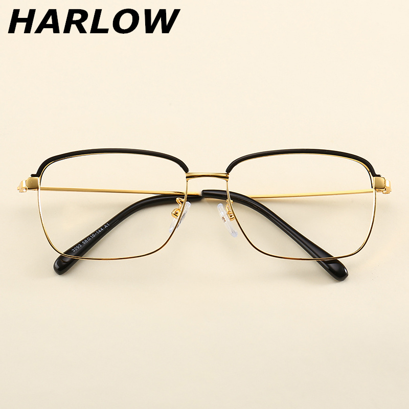 金边韩版复古眼镜框男潮近视胖子半框眼镜男大脸眼睛框镜架男舒适