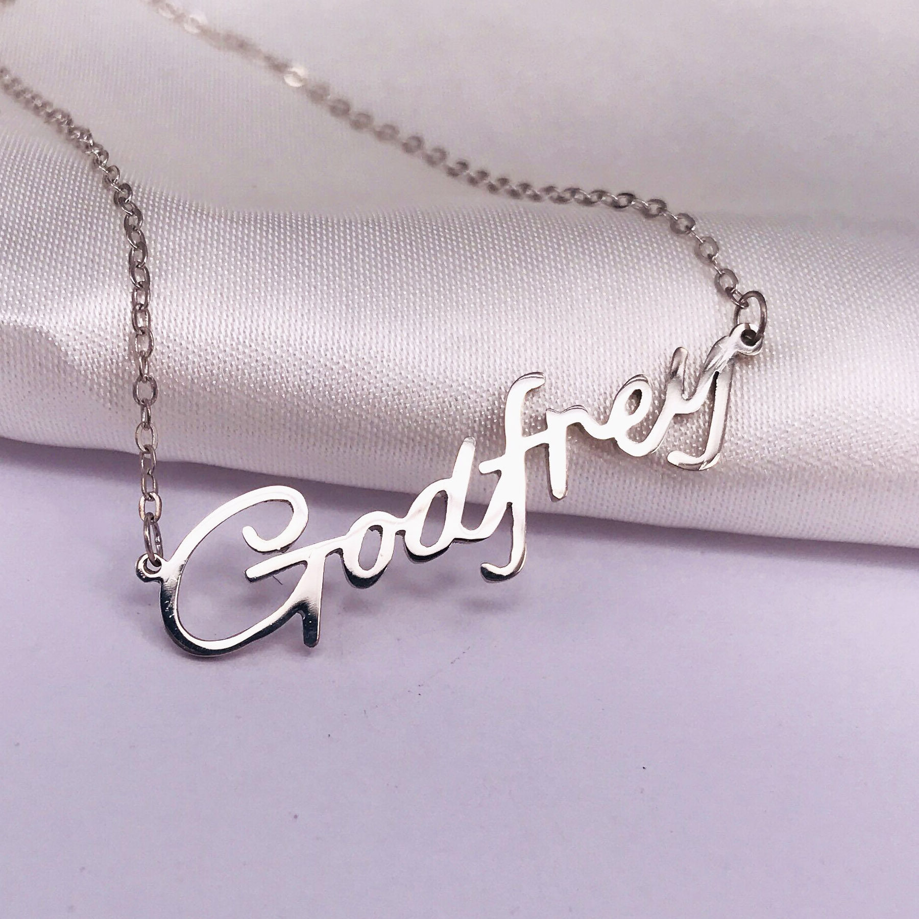 diy订做高以翔godfrey纪念版名字925纯银项链 明星同款粉丝网红款