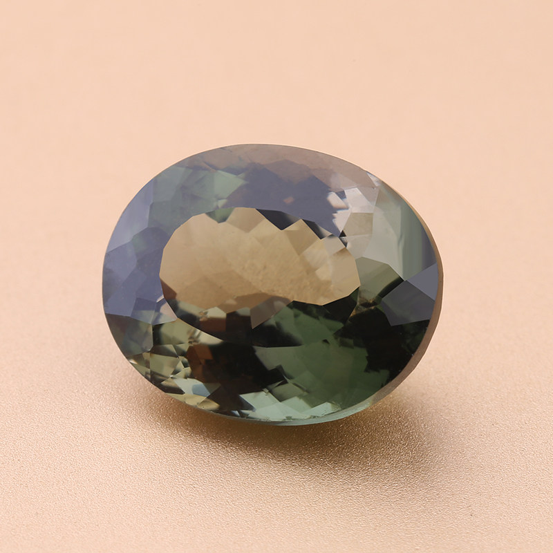 4.25ct 裸石_巴西天然绿褐碧玺戒面 切割美 火彩强 03505