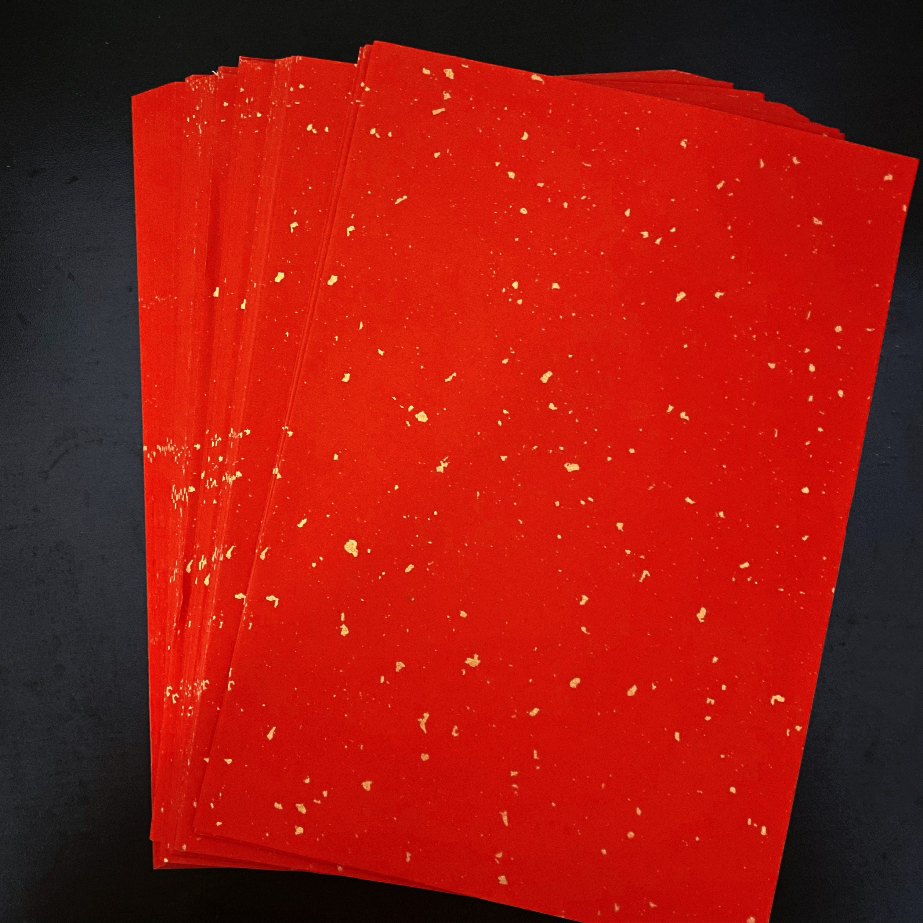 a4宣纸打印纸 加厚万年红色洒金 a3烫金囍字复字印刷定制彩色红纸