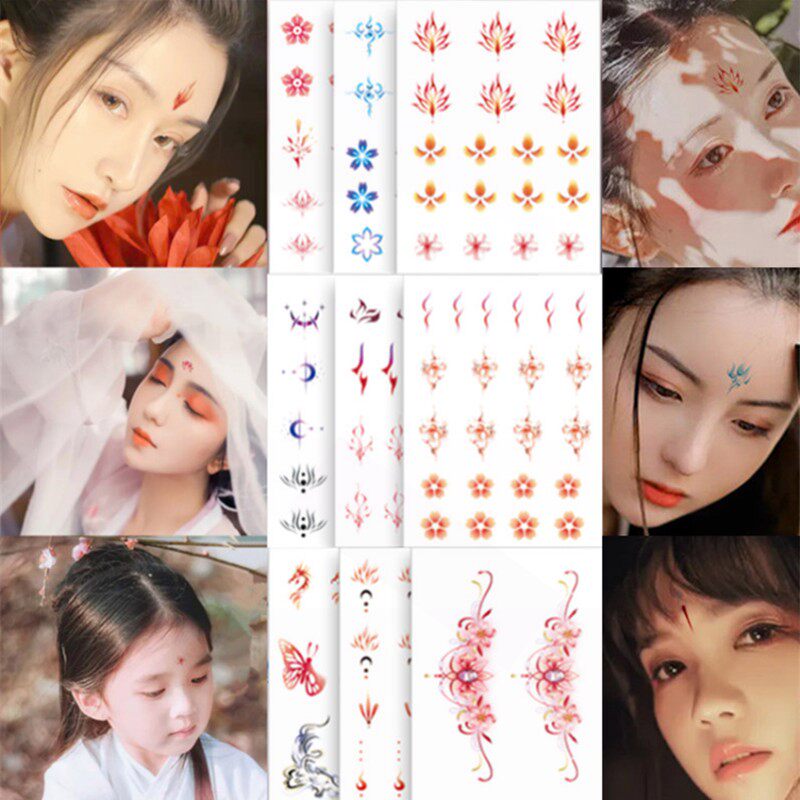 眉心贴花钿红点额头美人痣古风汉服复古配饰舞蹈纹身眉间仙气水滴