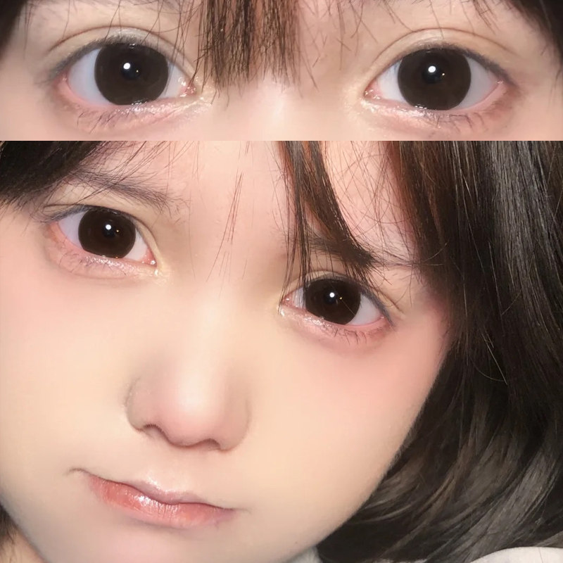 黑色大眼黑皮蛋美瞳女年抛大直径自然日常墨鱼丸子隐形近视眼镜tn