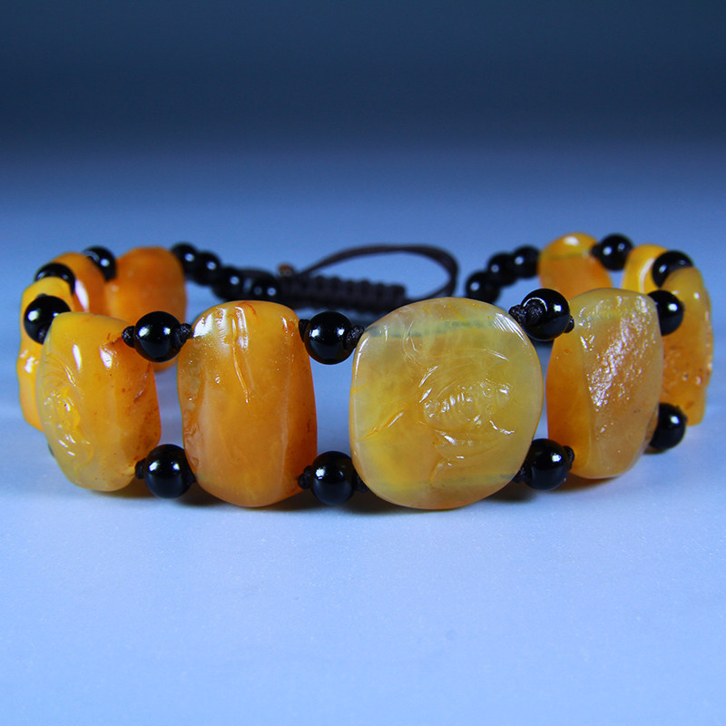 寿山石-精品寿山田黄石手链-五福临门 - 拍卖