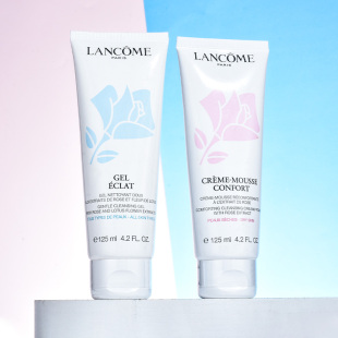 Lancome兰蔻清滢柔肤洁面乳补水女士洗面奶125ml粉色保湿蓝色清爽