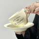 小众ins风奶油色陶瓷咖啡杯碟英文字母下午茶拿铁杯碟早餐马克杯