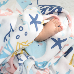 新生婴儿a类纱布盖毯巾宝宝夏季薄款柔软双层竹棉襁褓包巾被子