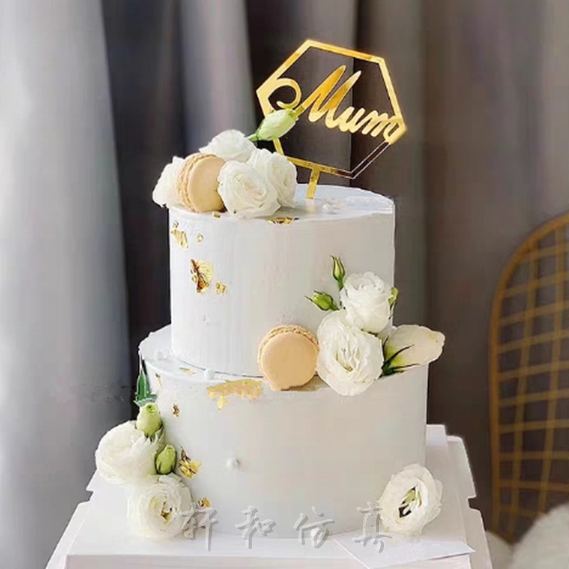 新款双层鲜花蛋糕样品网红花仙子唯美婚庆生日蛋糕模型摄影道具