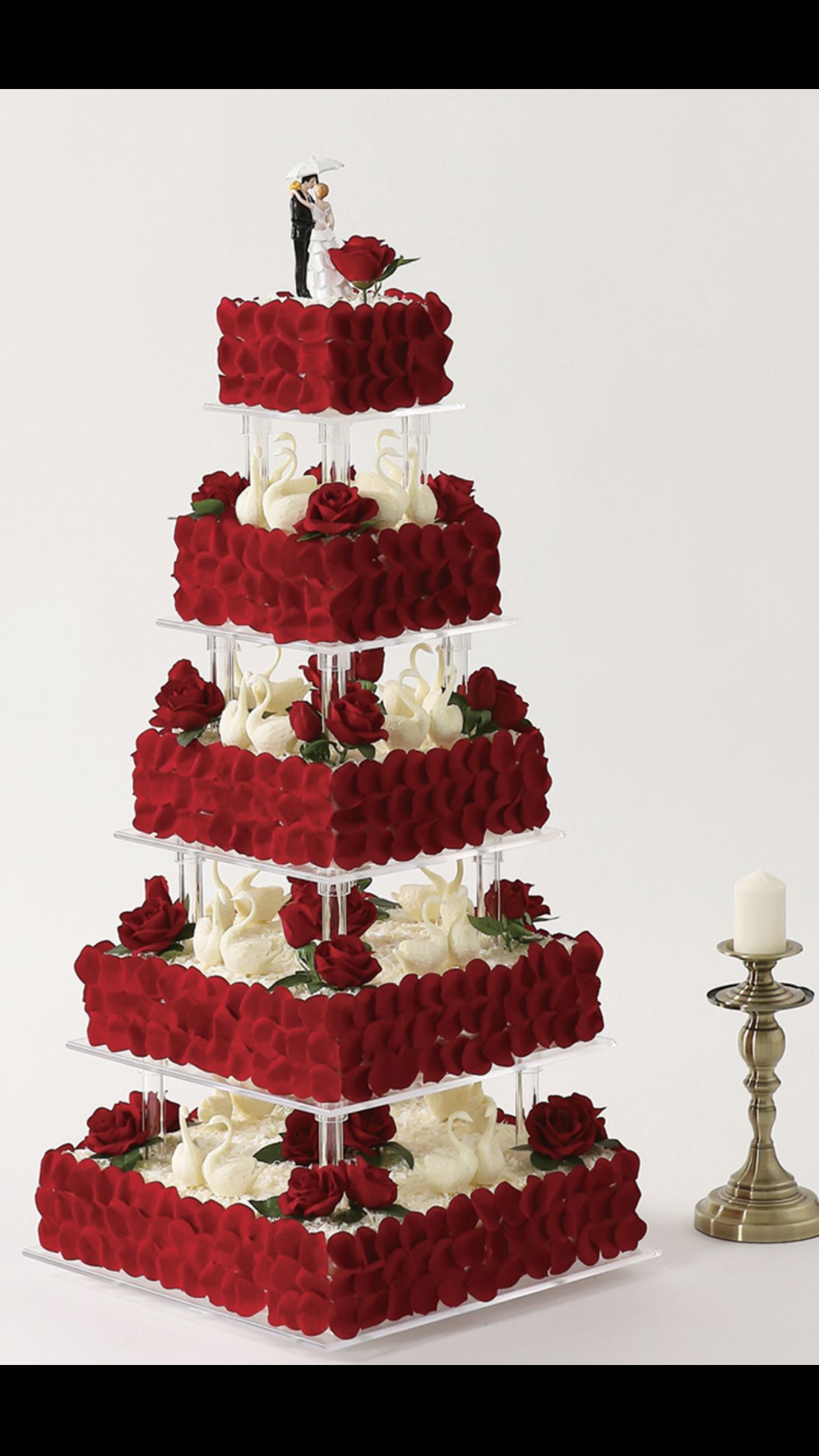 蛋糕模型婚庆多层架子亚克力玫瑰生日蛋糕定制仿真水果