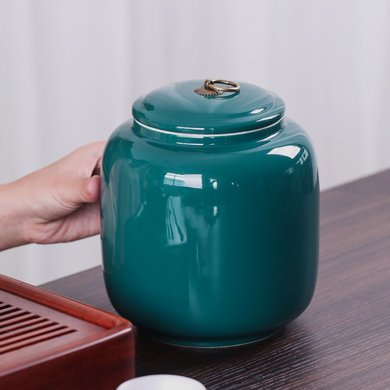 陶瓷茶叶罐子大号密封罐防潮罐茶叶包装家用罐红茶普洱茶布包礼盒
