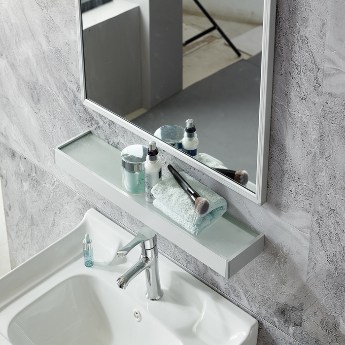 现代浴室置物架太空铝加厚卫生间铝合金置物架透明磨砂玻璃洗手间