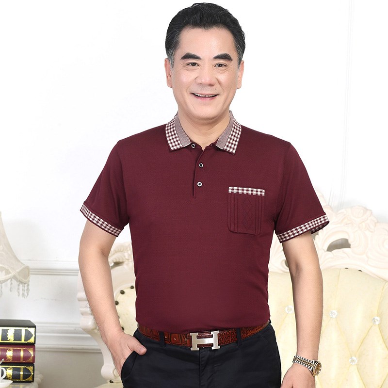 夏季中年男士冰丝短袖t恤中老年人体恤衫有真口袋爸爸装半袖上衣|msdalam kategori Pakaian Lelaki, baju-T - dari Buy2taobao.com untuk memberikan perkhidmatan ejen Taobao profesional membeli