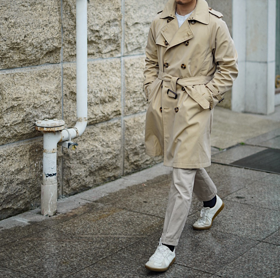 thekiller男士中长款战壕风衣双排扣插肩袖大衣春秋宽松英伦外套