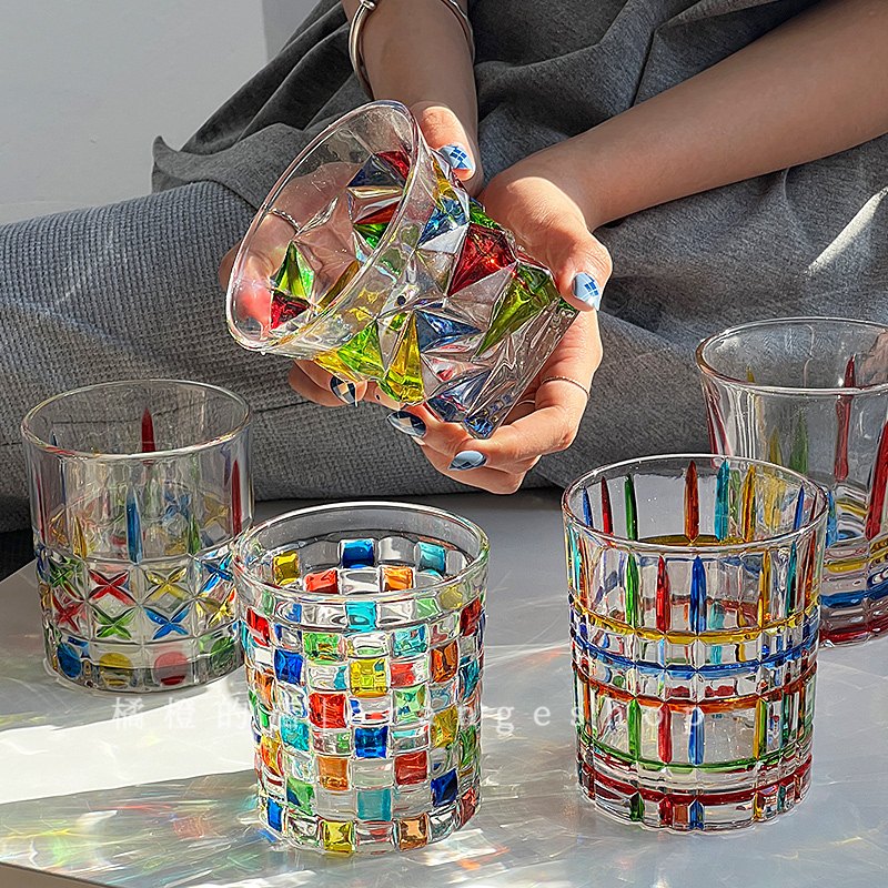 手工彩绘玻璃杯设计小众家用杯子女茶