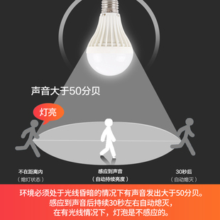 温特孚led节能声控光控球泡E27螺口走廊楼道感应灯泡3W5W7W包邮