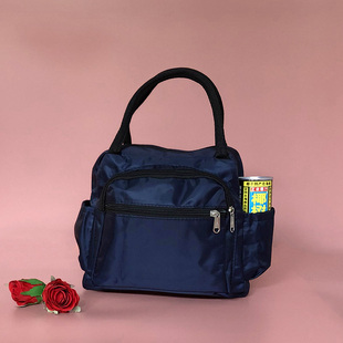 纯色加厚防水便当包条纹手拎妈妈包学生饭盒袋大容量手提小布包