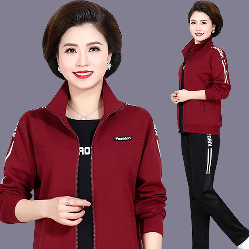 中老年运动套装女春秋2022年新款春装洋气外套时尚妈妈女装运动服
