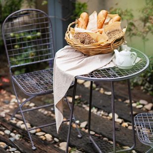 掬涵户外桌椅三件套组合复古咖啡桌休闲花园庭院铁艺露台桌阳台