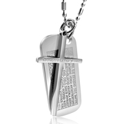 Retro shield wing male Jesus Bible cross titanium steel necklace fashion jewelry pendant Korean men and women