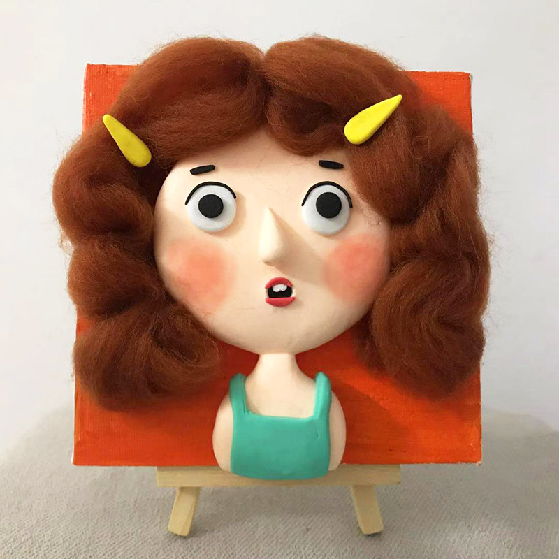 一折黏土画成品_q版丑萌卡通超轻粘土diy材料包人偶成品制作亲子手工