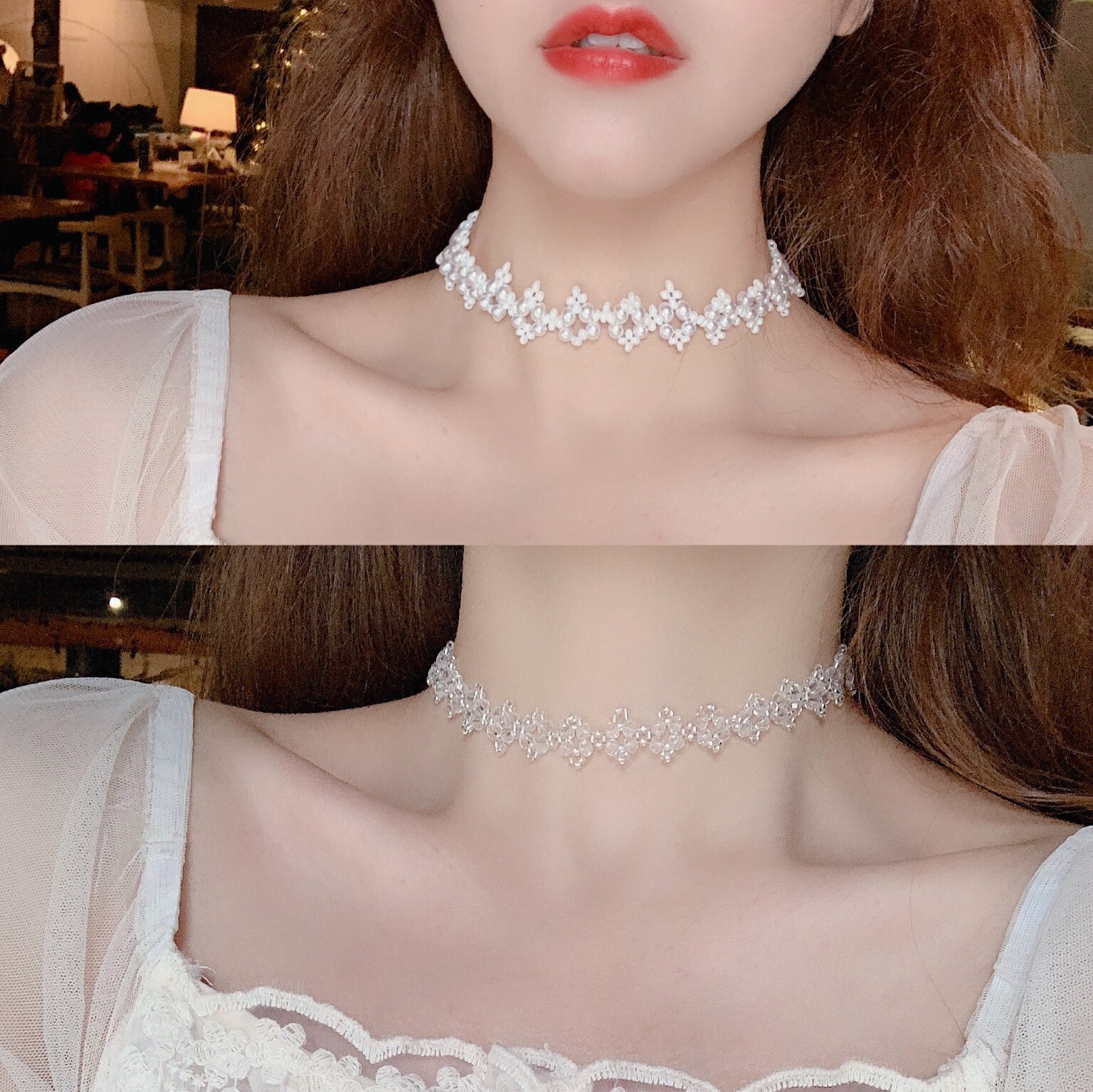 明星同款蕾丝项圈choker项链s925纯银锁骨链女韩版脖子饰品颈带链