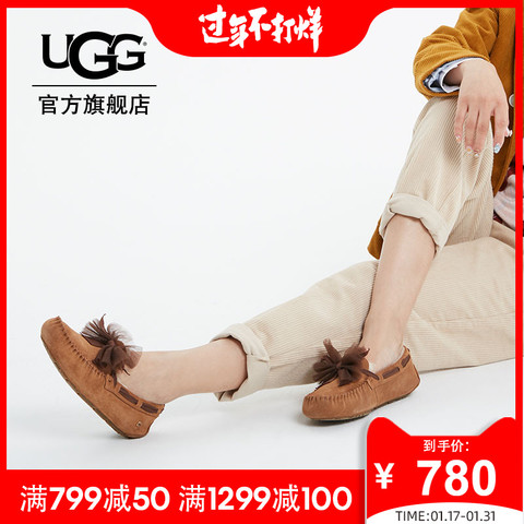 UGG2019秋冬新款女士蝴蝶结豆豆鞋时尚潮鞋毛毛鞋1020030