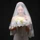 新款韩式森系长款结婚配饰超长蕾丝3米婚纱包邮头纱拍照乳白色