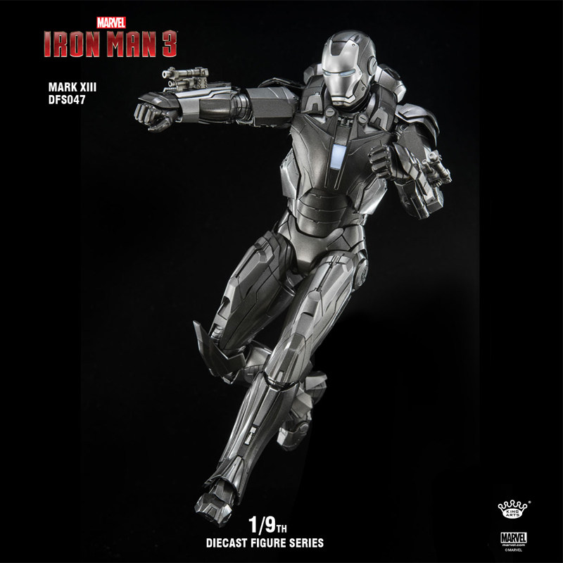 正版现货 1/9 合金钢铁侠mk13关节可动模型 复联漫威发光玩具手办